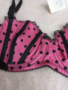 Pink Black Polka Dot Bra