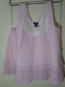 Pink Striped Tiered Tank Top