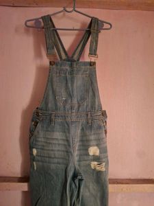 Distressed Denim Overalls