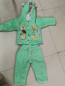 Cute Baby Green Bear Print Outfit