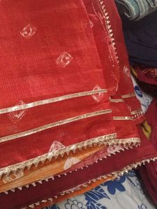 Orange and Red Ombre Saree