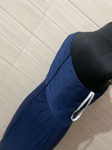 Imported Elegant Navy Blue One-Shoulder Gown