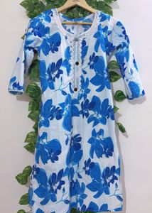 Vibrant Blue Floral Kurta Set