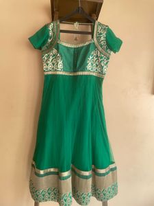 Green & Gold Embroidered Anarkali