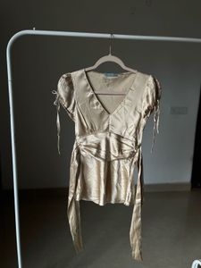 GUESS Champagne Silk Tie detail Blouse