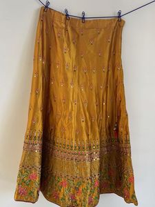 Embroidered Mustard Silk Lehenga -3 pc