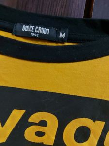 DOLCE CRUDO Mustard Yellow Crop Cotton 💛 Top