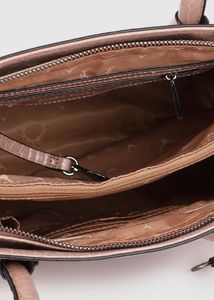 Stylish Beige Croc Embossed Handbag