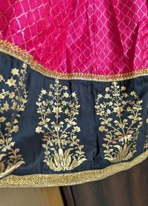 Vibrant Pink Ethnic Skirt with Black Border