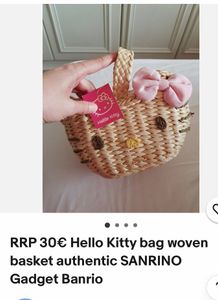 Hello Kitty Straw Tote Bag