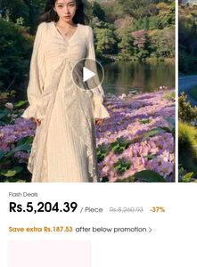 korean fur White Lace Detail Long Dress