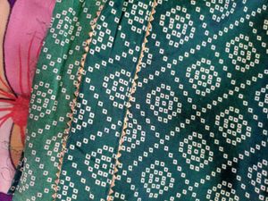Green Bandhani Print Dress Material