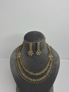 Exquisite Stone-Studded Necklace & Earring Set