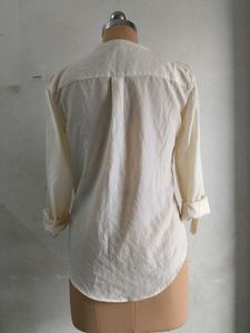 Cream V-Neck Button-Up Tunic