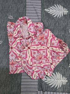 Comfortable Pink Floral Pajama Set