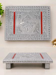 Decorative Silver Pooja Chowki