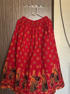 Vibrant Red Ethnic Skirt