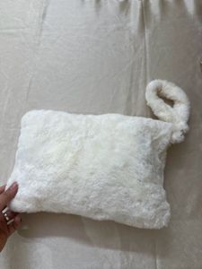 Fluffy White Clutch Bag
