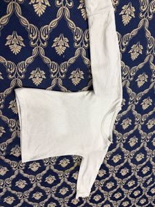 Cream Ribbed Long Sleeve Top