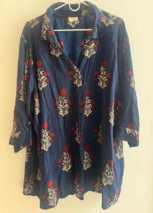 Westside Diza - Blue Floral Print Kurta