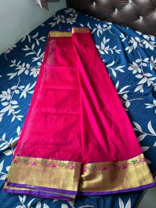 Rani Pink &amp; Royal Blue Paithani  Saree with Blouse