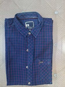 Men's Navy Blue Checkered Shirt
