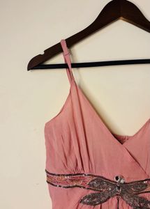 Pink Dress with Dragonfly Detail
