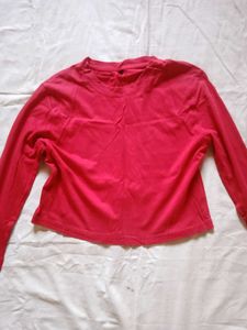 Red Long Sleeve Casual Top