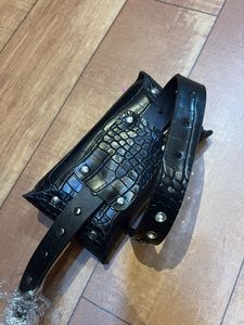 Stylish Black Croc Belt Bag with Rhinestones