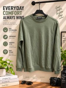 Men's Green Cotton Blend Sweatshirt