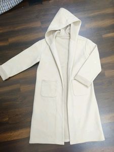 White Over Coat With Hoddie