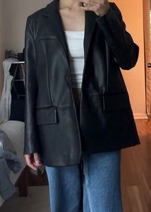 Zara Black Leather Blazer