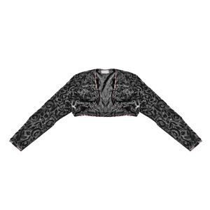 Summer Black Velvet Cropped Bolero Jacket