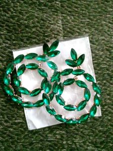 Sparkling Green Hoop Earrings