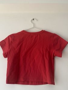 Watermelon Coloured Cropped Graphic Tee