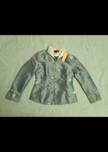 Chinese Cheongsam Sage Silk Jacket