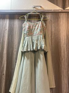 Blue Peplum Top with Sharara Suit