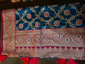 Exquisite Teal &amp; Pink banarasi satin Silk saree