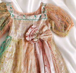 Rainbow Princess Puff Sleeve Dress