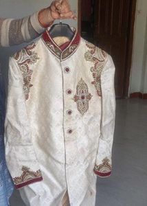 Elegant Cream Embroidered Sherwani