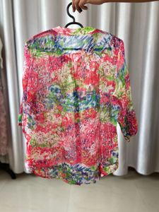 Vibrant Floral Print Button-Up Top