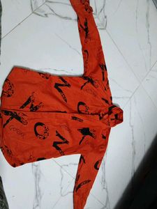 Kids Orange Graphic Print Hoodie