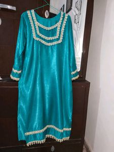 Teal Kurta Set with Printed Dupatta