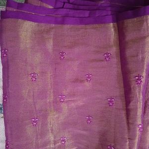 Elegant Purple Embroidered Saree