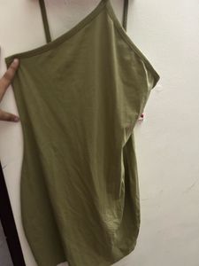 Olive Green Spaghetti Strap Mini Dress
