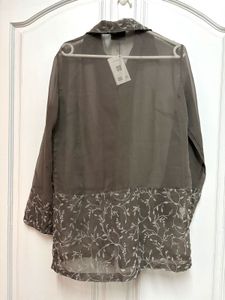 H&amp;M Sheer Embroidered Blouse