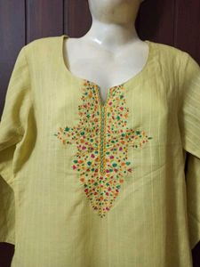 Pineapple Yellow Embroidered Kurta