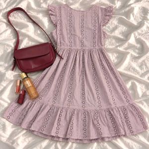 Lilac Eyelet Midi Dress