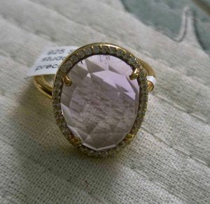 Oval Crystal Halo Ring SS925 Amethyst
