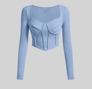 Blue Corset Long Sleeve Top